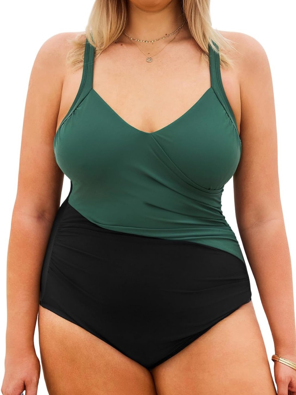 CUPSHE Plus Size Women's One Piece Swimsuit Surplice V Neck